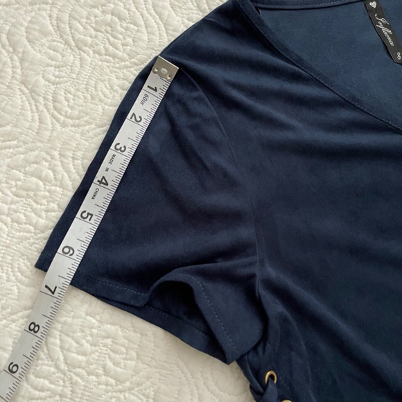 INFLUENCE Faux Suede Top Lace Up Sides Navy Blue Size 8 - Picture 10 of 15
